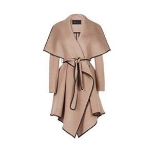BCBG Maxazria Taupe Wool Leather Coat